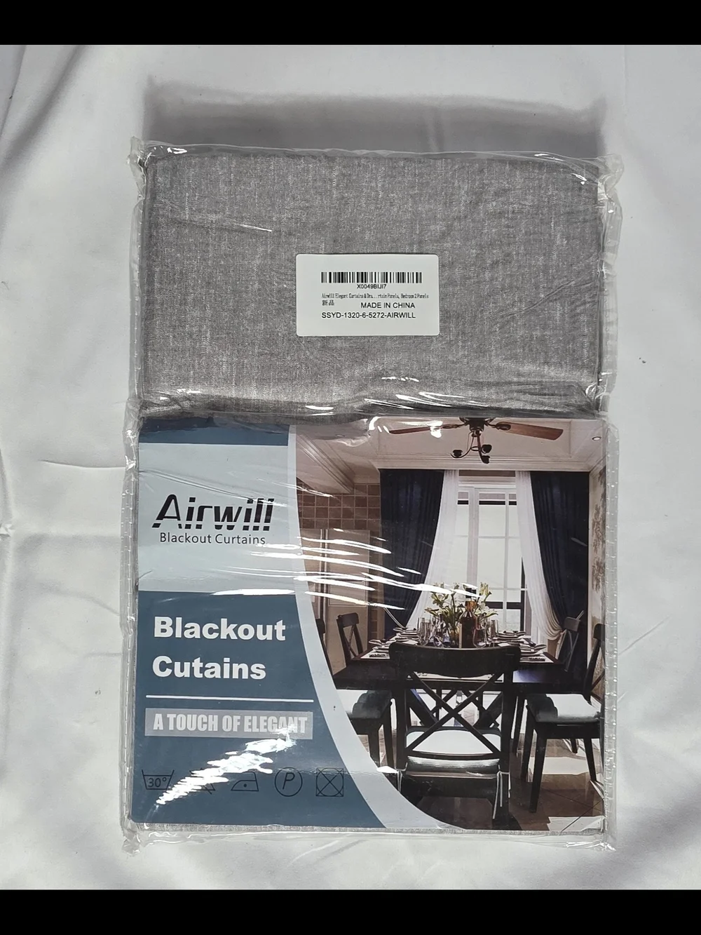 Airwill Linen Look Blackout Curtains with Thermal Liner (Grayish Green)